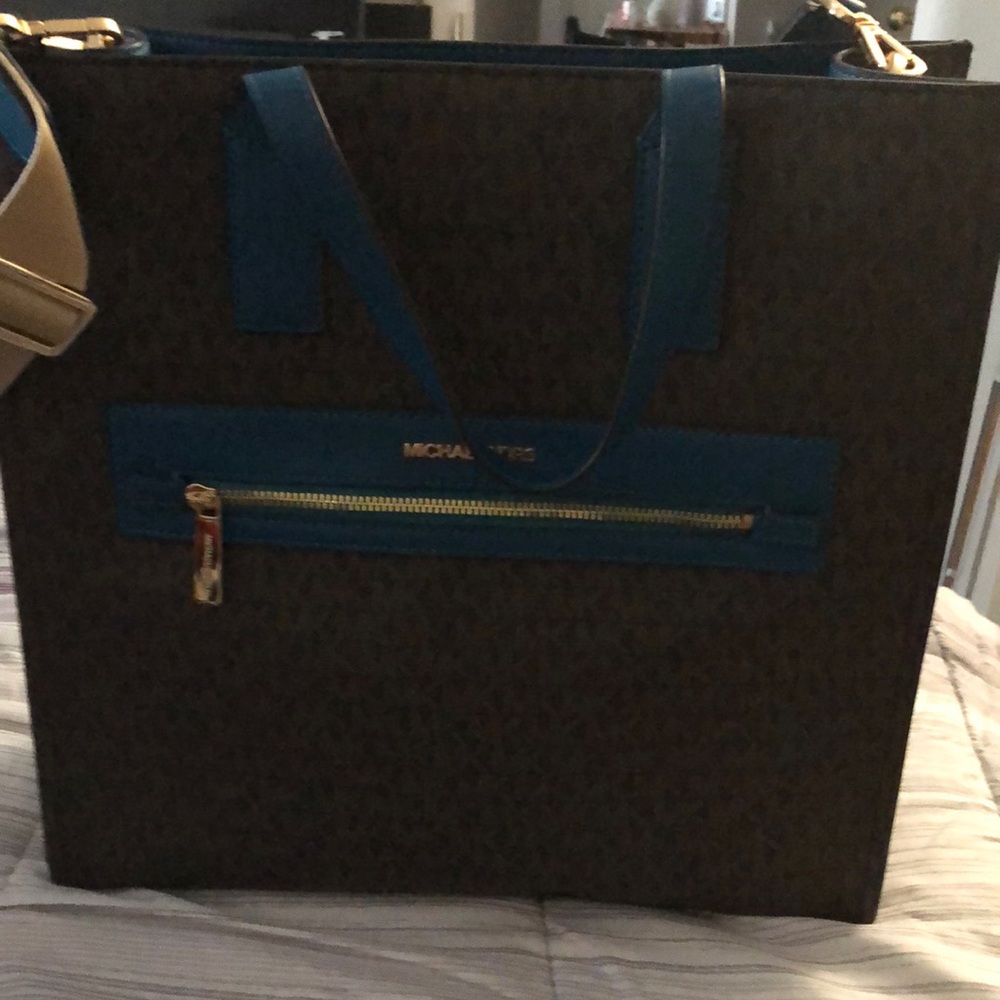 Michael Kors Brown and Blue Tote Bag